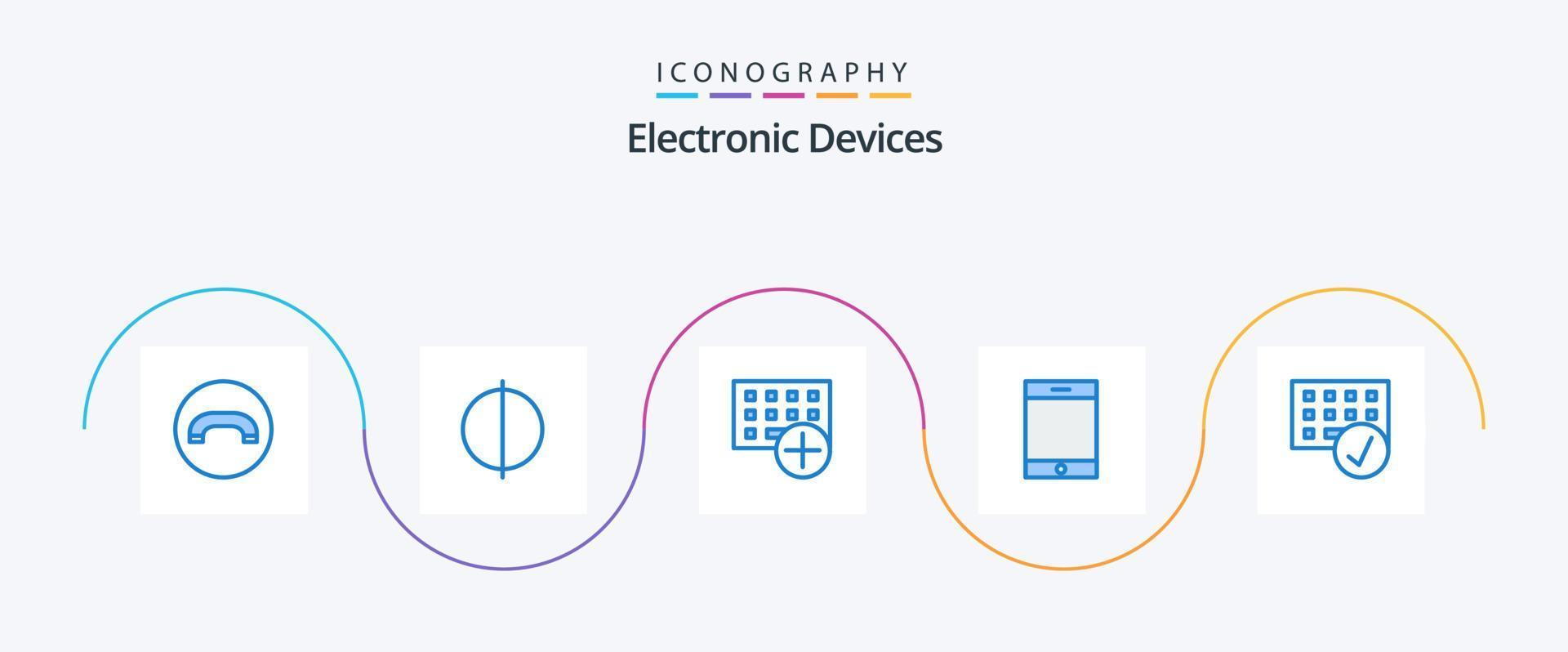 pacote de ícones de dispositivos azuis 5, incluindo gadget. conectado. dispositivos. computadores. ipad vetor