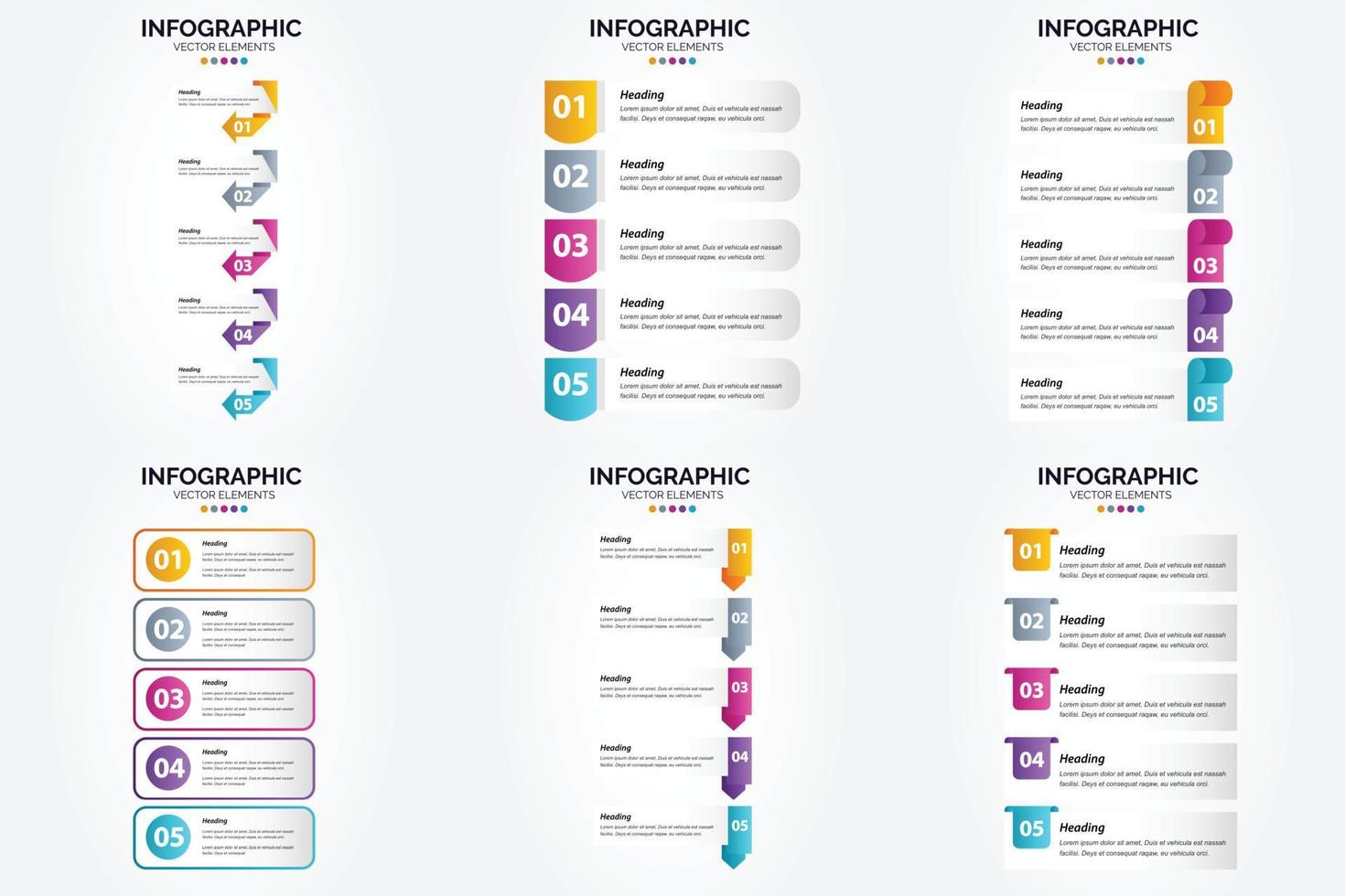 conjunto de design plano de infográficos de ilustração vetorial para folheto publicitário e revista vetor