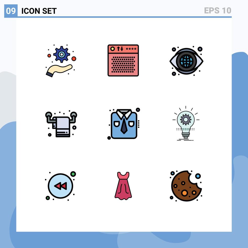 conjunto de 9 sinais de símbolos de ícones de interface do usuário modernos para o globo de toalha de moda vivendo elementos de design de vetores editáveis