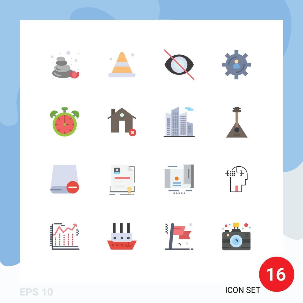 pacote de interface de usuário de 16 cores planas básicas de educação alarme olho produtividade pessoa pacote editável de elementos de design de vetores criativos