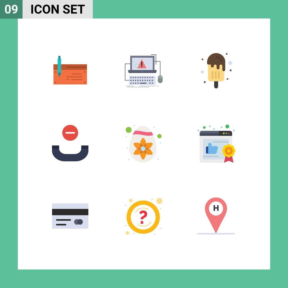 9 pacote de cores planas de interface de usuário de sinais e símbolos modernos de elementos de design de vetores editáveis de sorvete de acidente de verão de aparelho