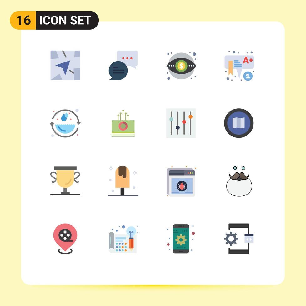 conjunto de 16 sinais de símbolos de ícones de interface do usuário modernos para o meio ambiente marketing do dia da terra crianças pré-escolares pacote editável de elementos de design de vetores criativos