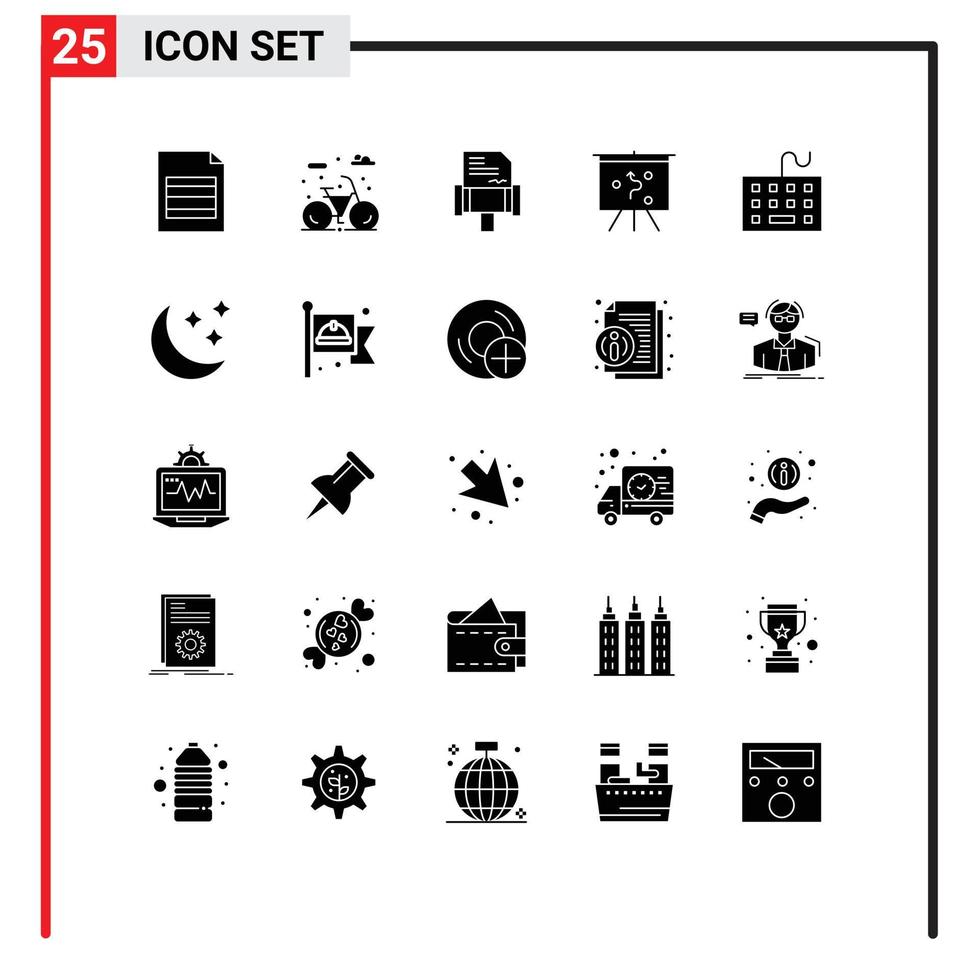 25 ícones criativos, sinais e símbolos modernos da lua, regras de hardware, equipamentos, elementos de design de vetores editáveis de computador