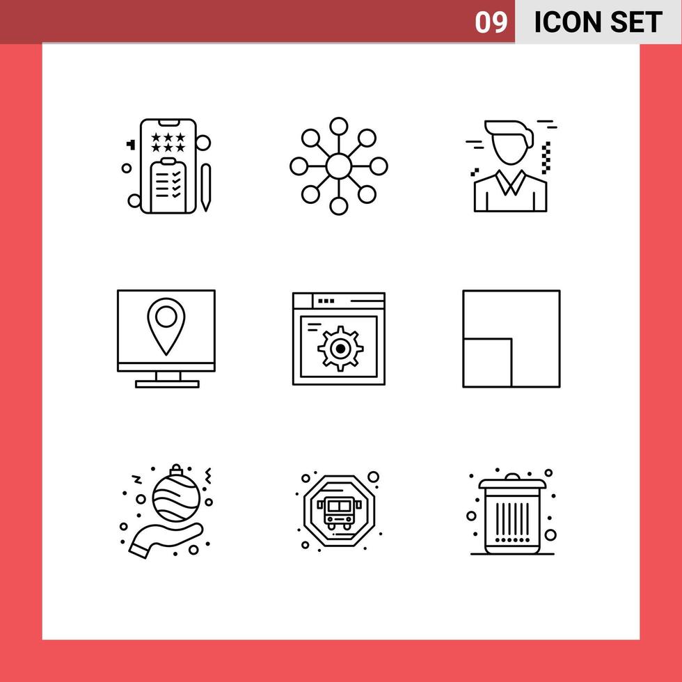 9 ícones criativos sinais modernos e símbolos de configuração de internet escritório web informações editáveis elementos de design vetorial vetor