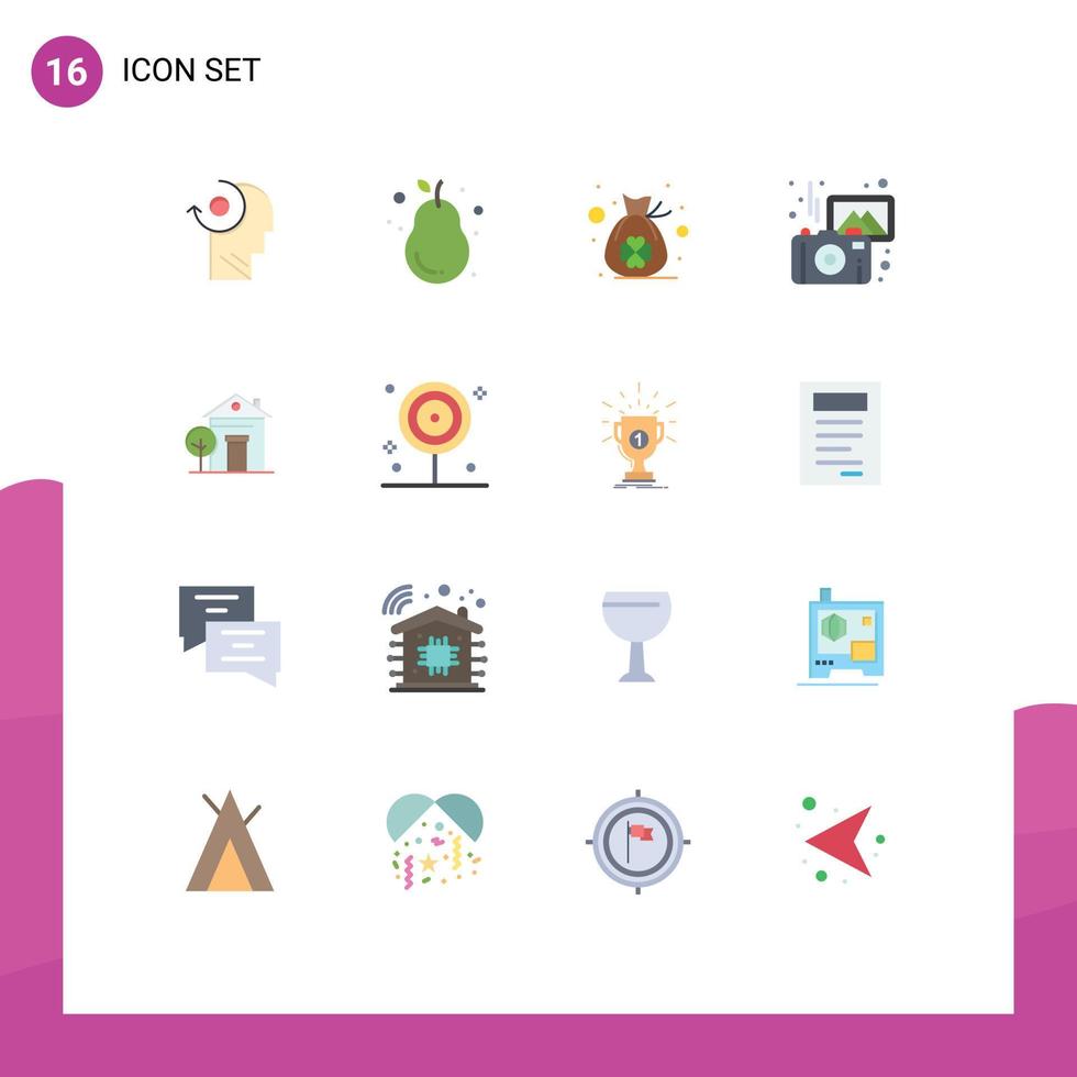 16 cores planas de vetores temáticos e símbolos editáveis de fotos de construção pacote editável de sorte de fotografia fresca de elementos de design de vetores criativos