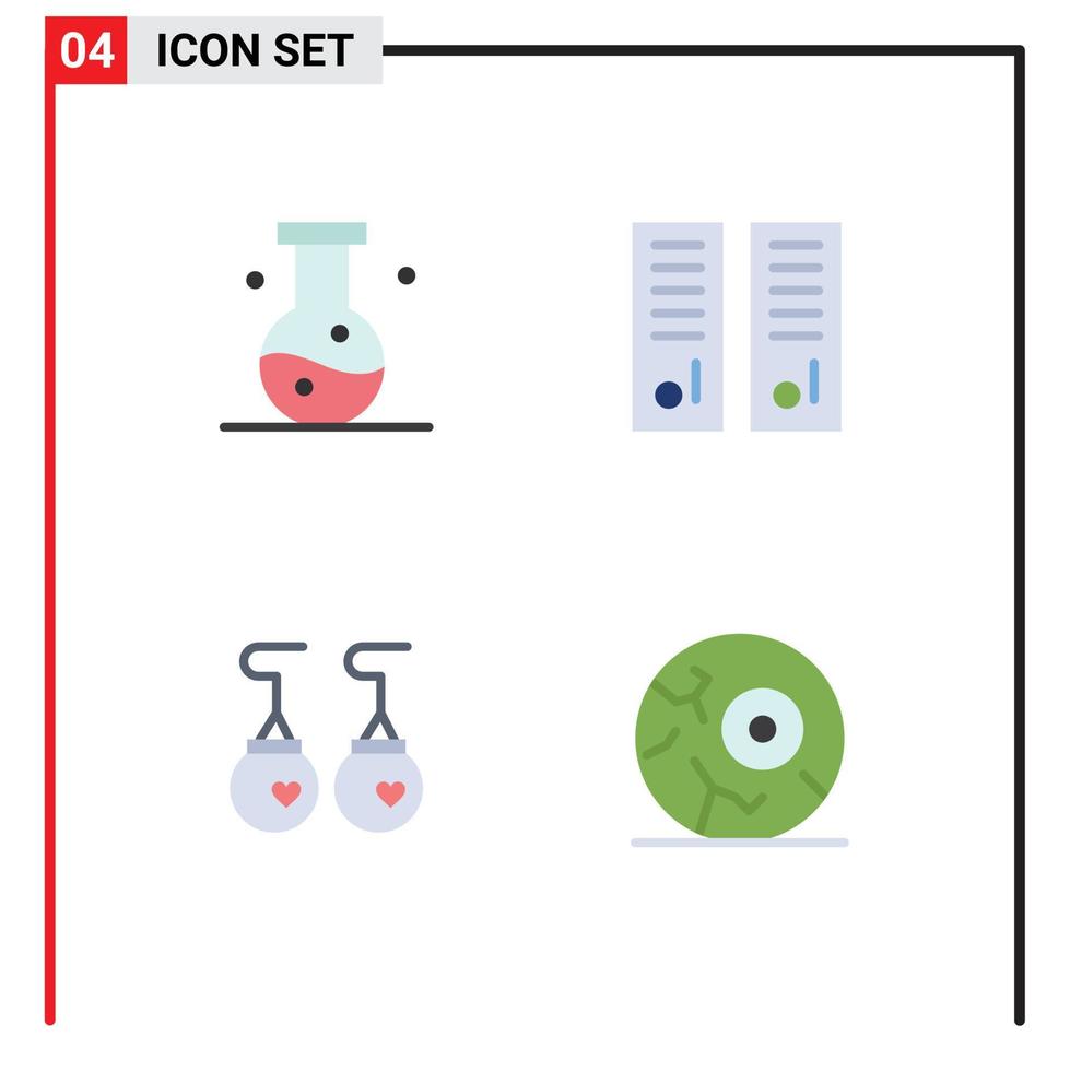 grupo de 4 sinais e símbolos de ícones planos para experimento de quarto de esporte de biologia armários acessórios elementos de design de vetores editáveis