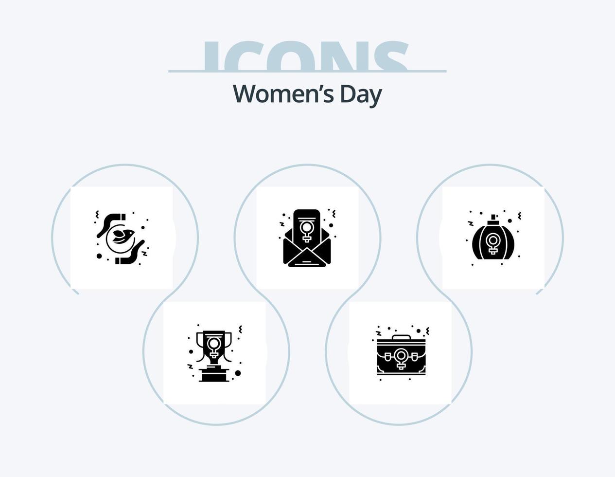 pacote de ícones de glifo do dia das mulheres 5 design de ícones. o email. bate papo feminista. portfólio. pureza. liberdade vetor