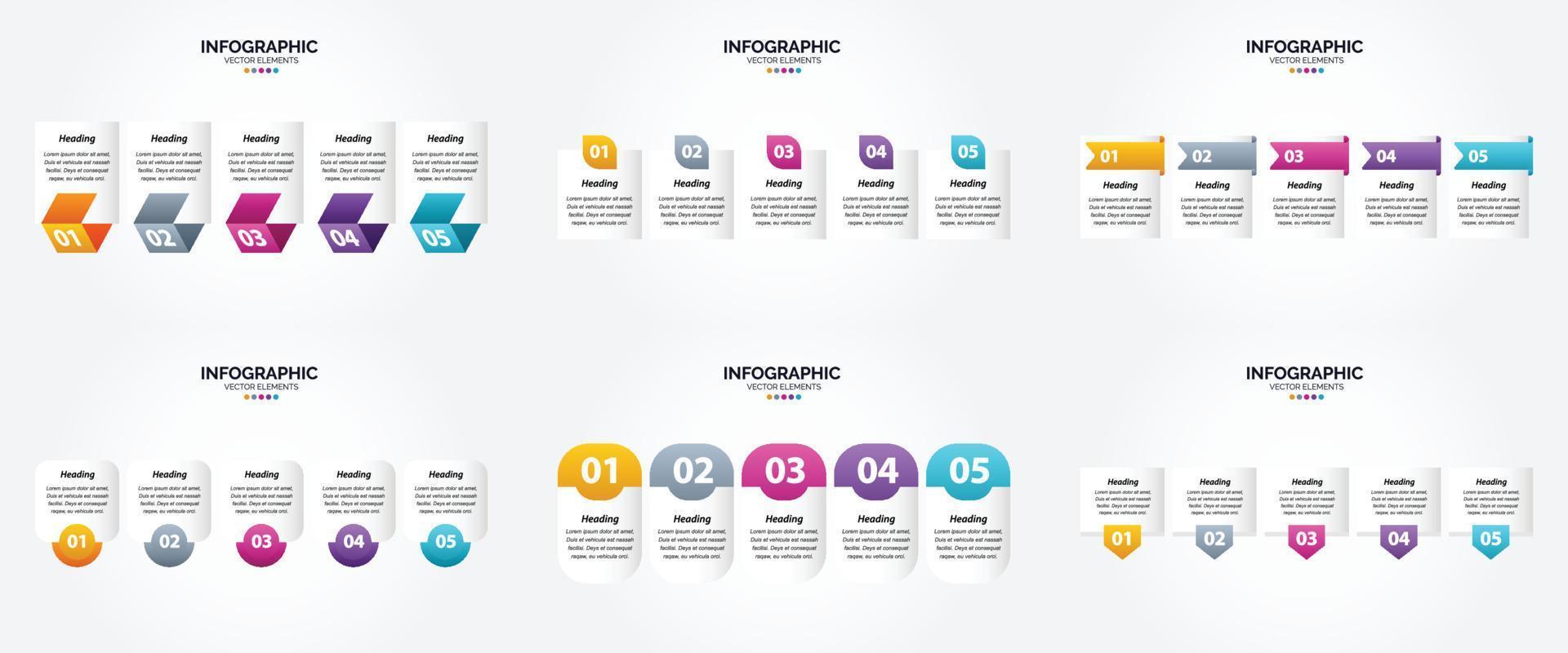 conjunto de design plano de infográficos de ilustração vetorial para folheto publicitário e revista vetor