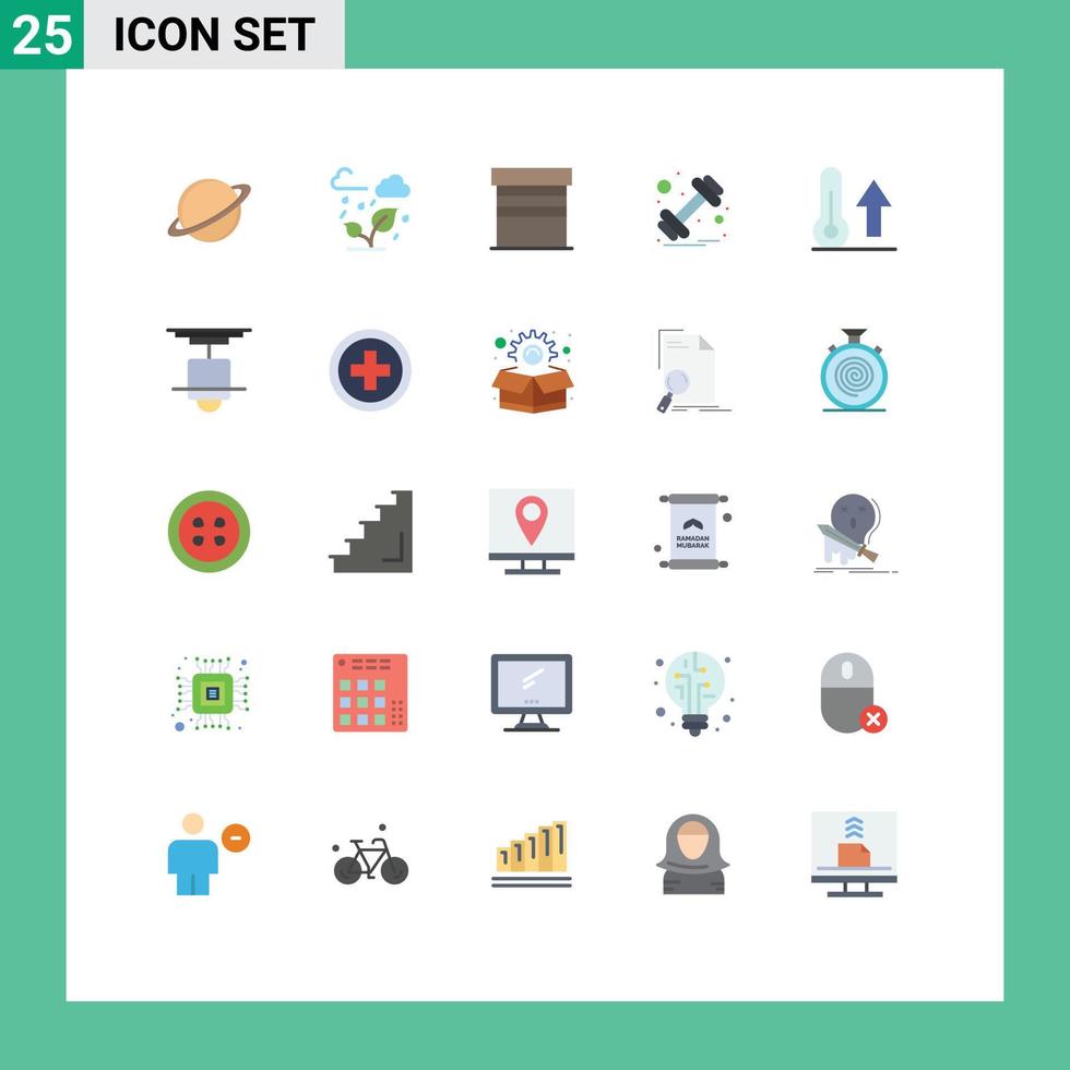 pacote de interface do usuário de 25 cores planas básicas de elementos de design de vetores editáveis de casa de ginástica de folha de peso climático