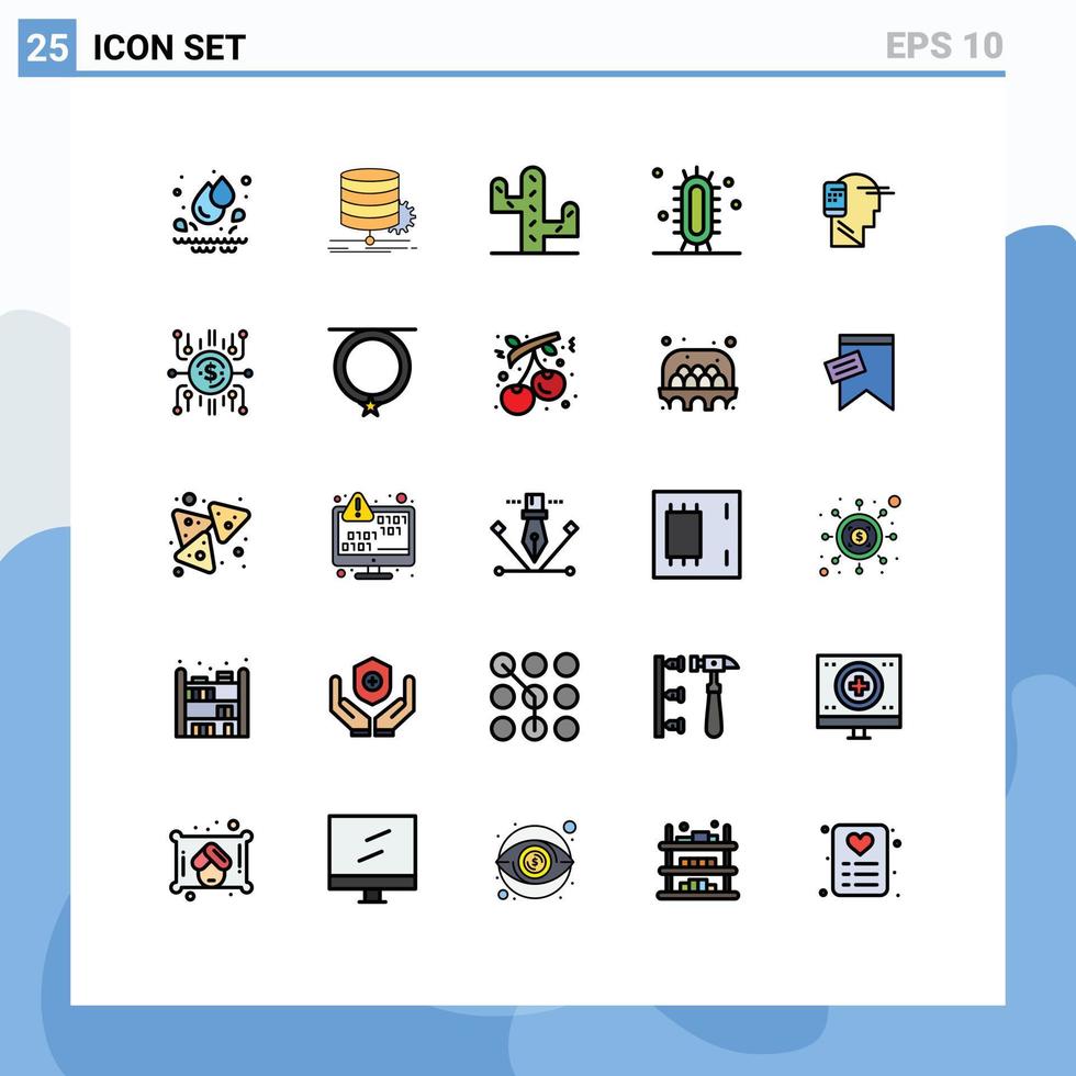 conjunto de 25 sinais de símbolos de ícones de interface do usuário modernos para estudo de cacto de comunicação humana aprender elementos de design de vetores editáveis