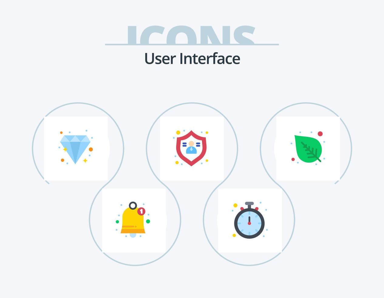 interface de usuário plana ícone pack 5 design de ícone. . natureza. diamante. folha. proteger vetor