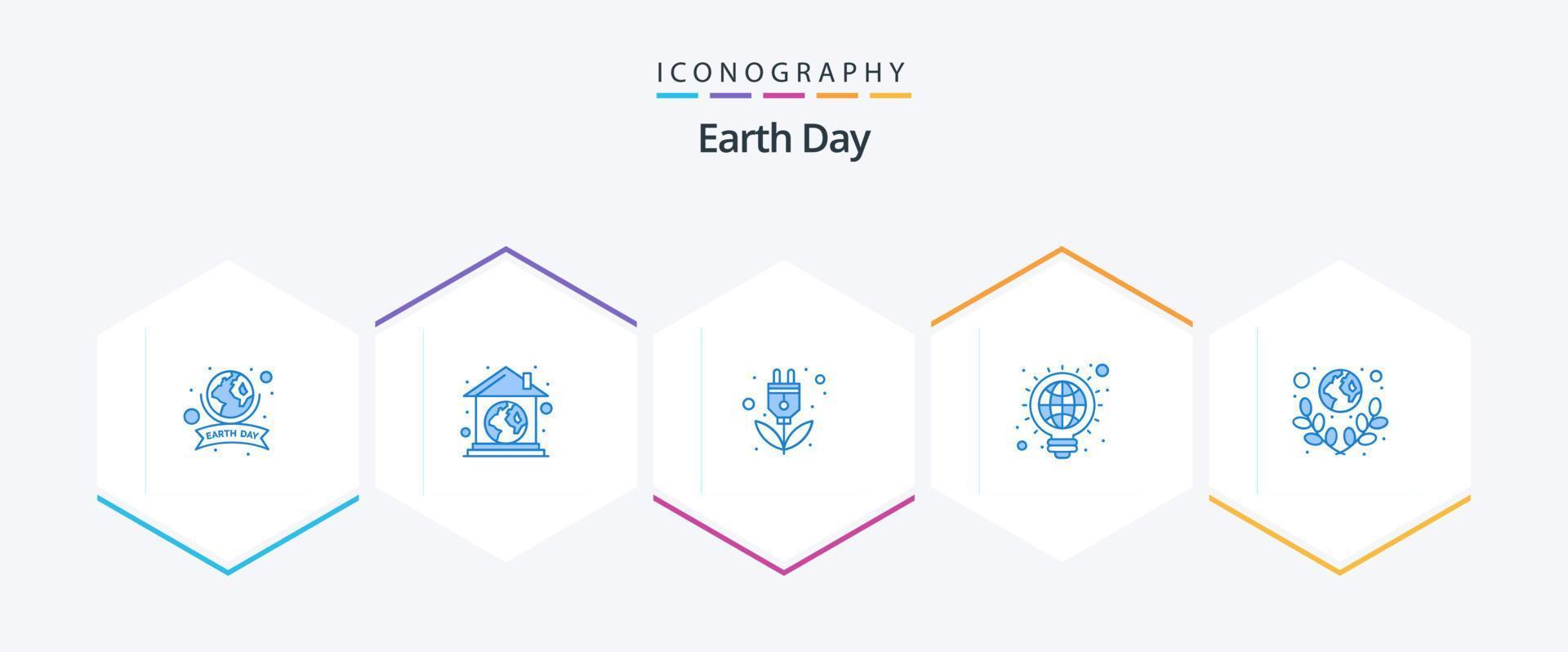 pacote de ícones azul do dia da terra 25, incluindo web. globo. ecologia. criativo. plugue vetor