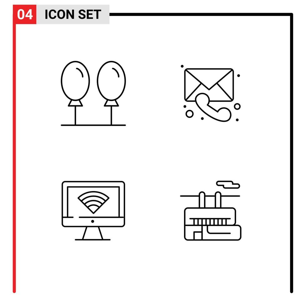 4 ícones criativos sinais e símbolos modernos de mensagem médica wifi de praia elevador de cadeira elementos de design vetoriais editáveis vetor