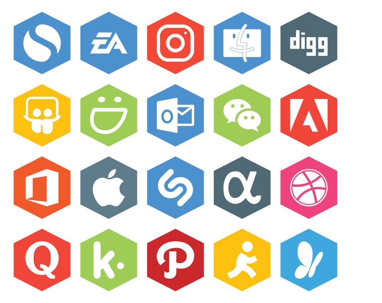 20 pacotes de ícones de mídia social, incluindo dribbble shazam smugmug apple adobe vetor