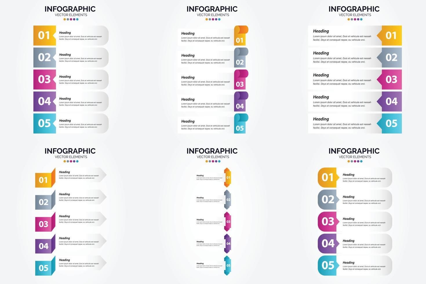 conjunto de design plano de infográficos de ilustração vetorial para folheto publicitário e revista vetor