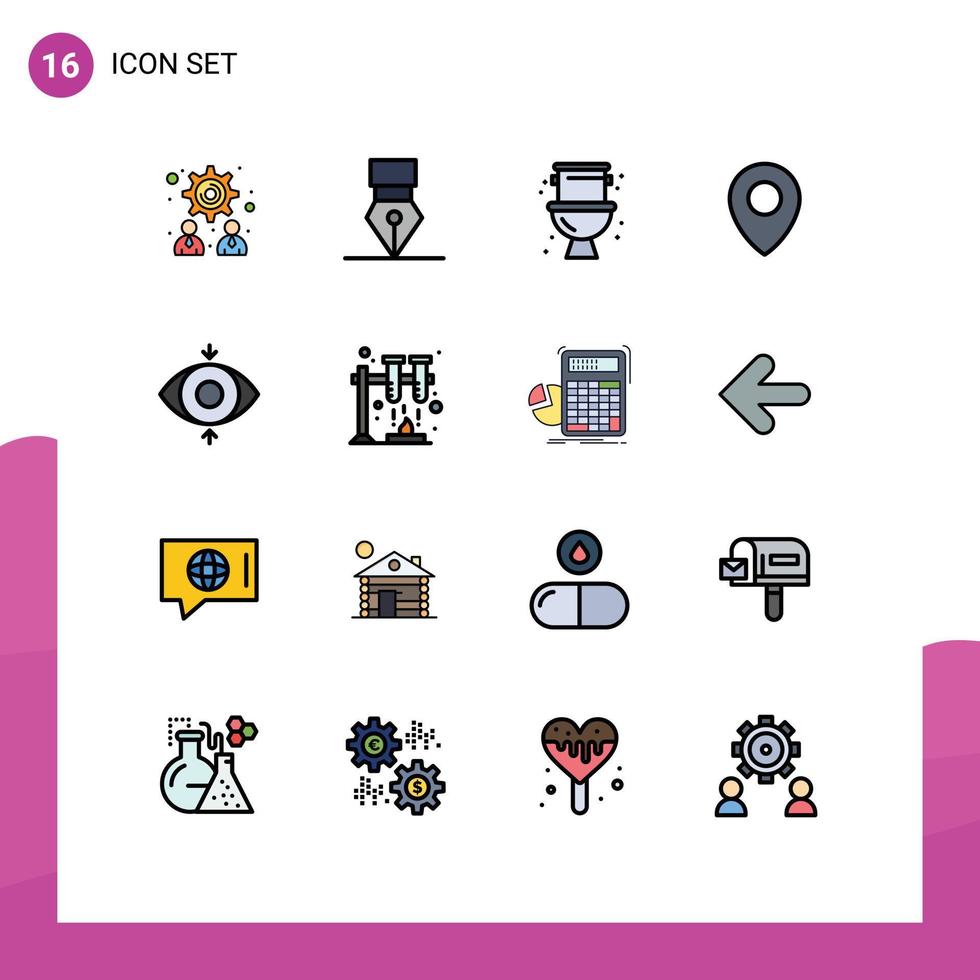 conjunto de 16 sinais de símbolos de ícones de interface do usuário modernos para química foco encanador mapa de olho editável elementos de design de vetor criativo