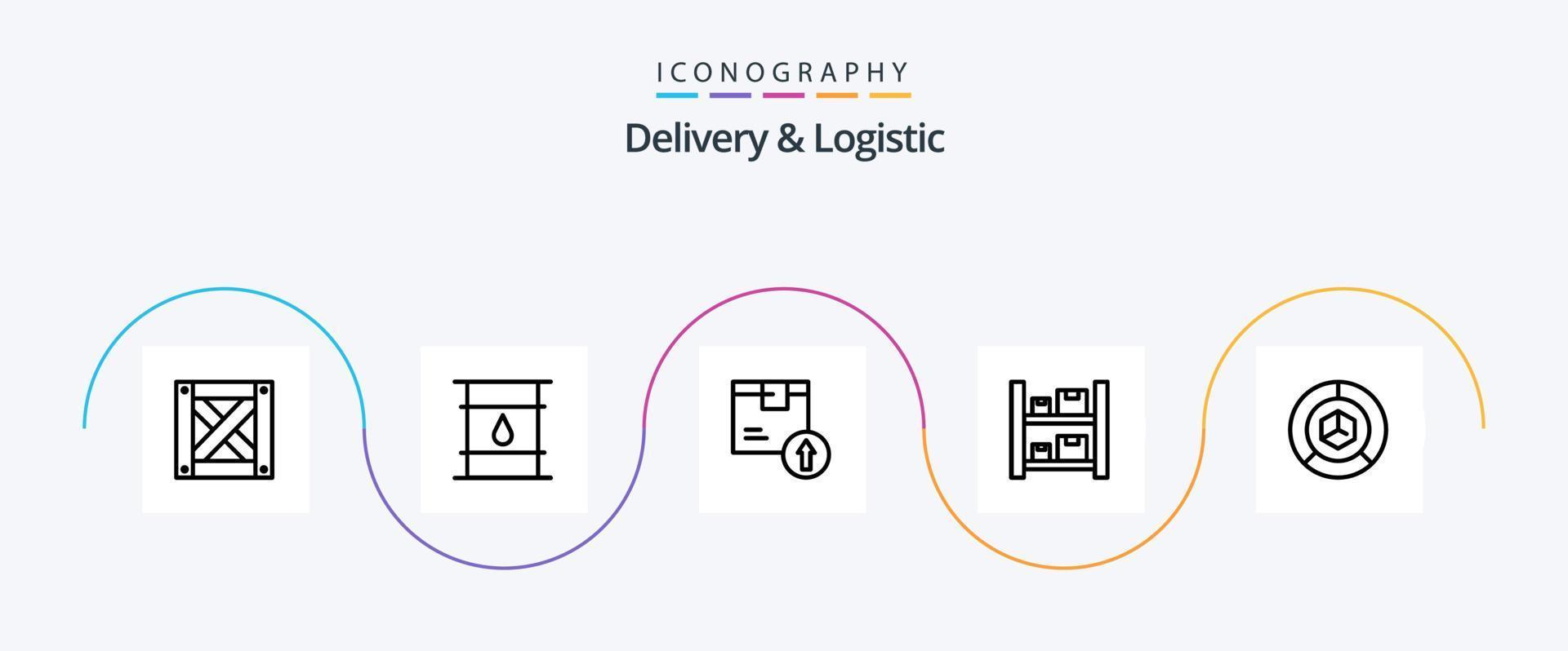 pacote de ícones de entrega e logística linha 5 incluindo armazém. caixas. logística. caixa. logística vetor