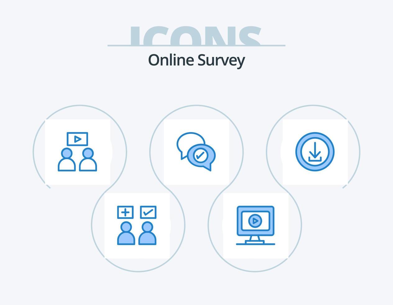 pesquisa on-line ícone azul pack 5 design de ícone. download. aplicativos. cara. conversando. o negócio vetor