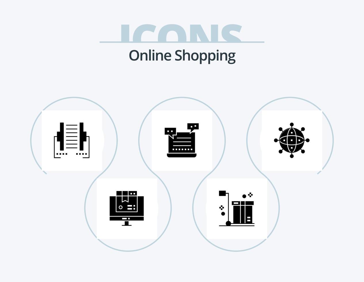 pacote de ícones de glifos de compras on-line 5 design de ícones. robô. ai. embalagem. transferir. dados vetor
