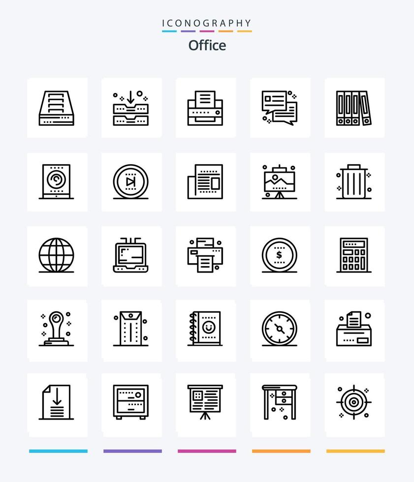 pacote de ícones de contorno do escritório criativo 25, como escritório. tábua. diálogo. transmissão. escritório vetor