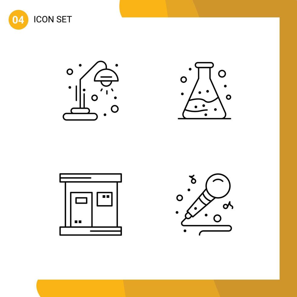 grupo de símbolos de ícone universal de 4 cores planas modernas de linha preenchida de resíduos de educação de spa escolar mic elementos de design de vetores editáveis