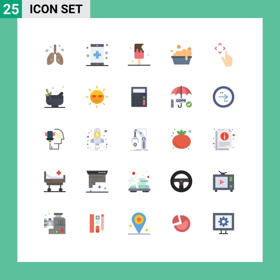 grupo de 25 sinais e símbolos de cores planas para limpeza de dedo tigela sorvete elementos de design vetoriais editáveis vetor
