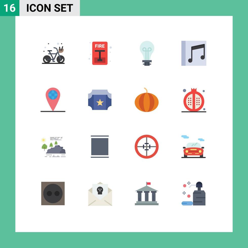 conjunto de 16 sinais de símbolos de ícones de interface do usuário modernos para pacote editável de álbum de música de bulbo de música geo de elementos de design de vetores criativos