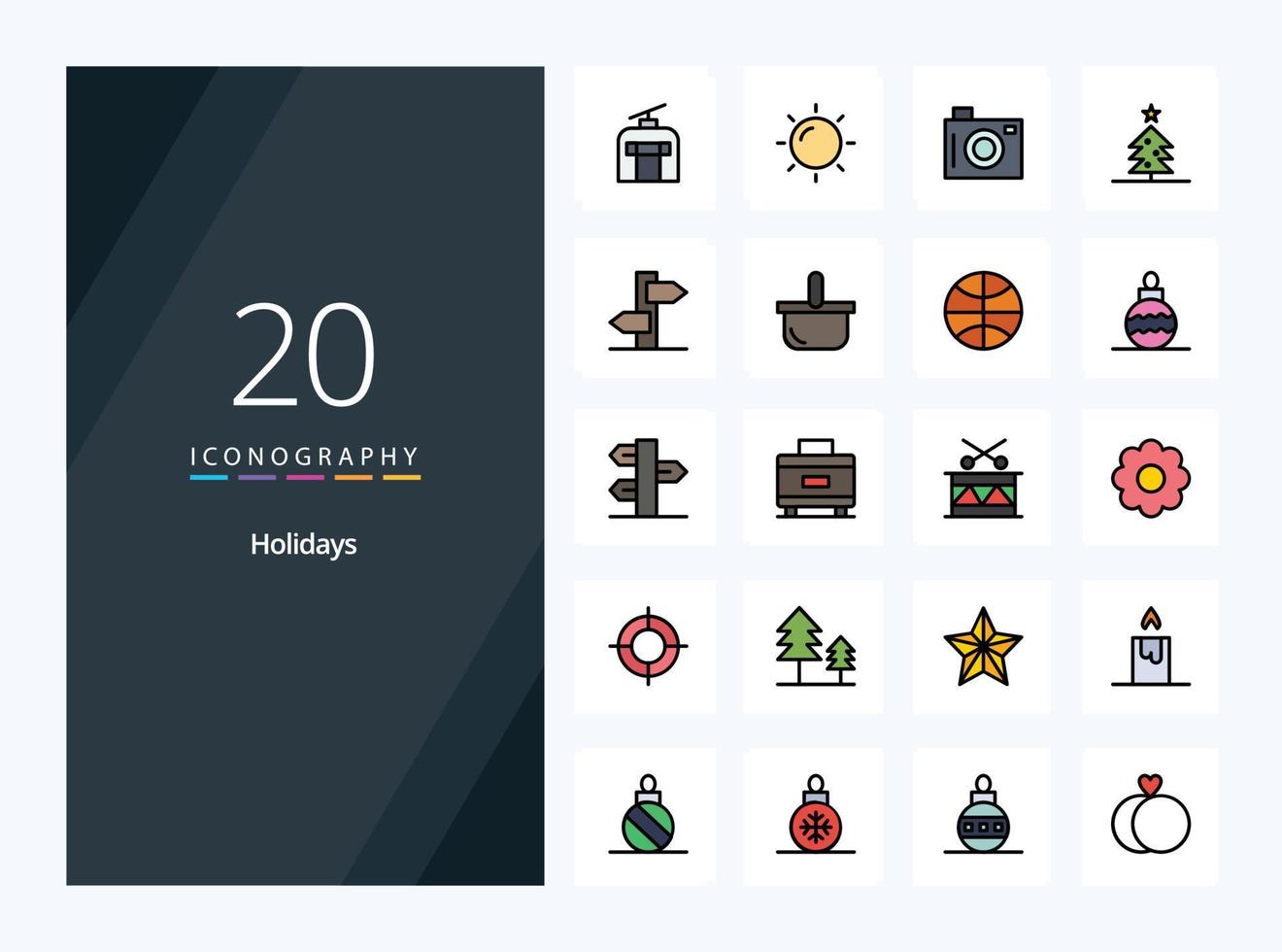 ícone cheio de linha de 20 feriados para apresentação vetor