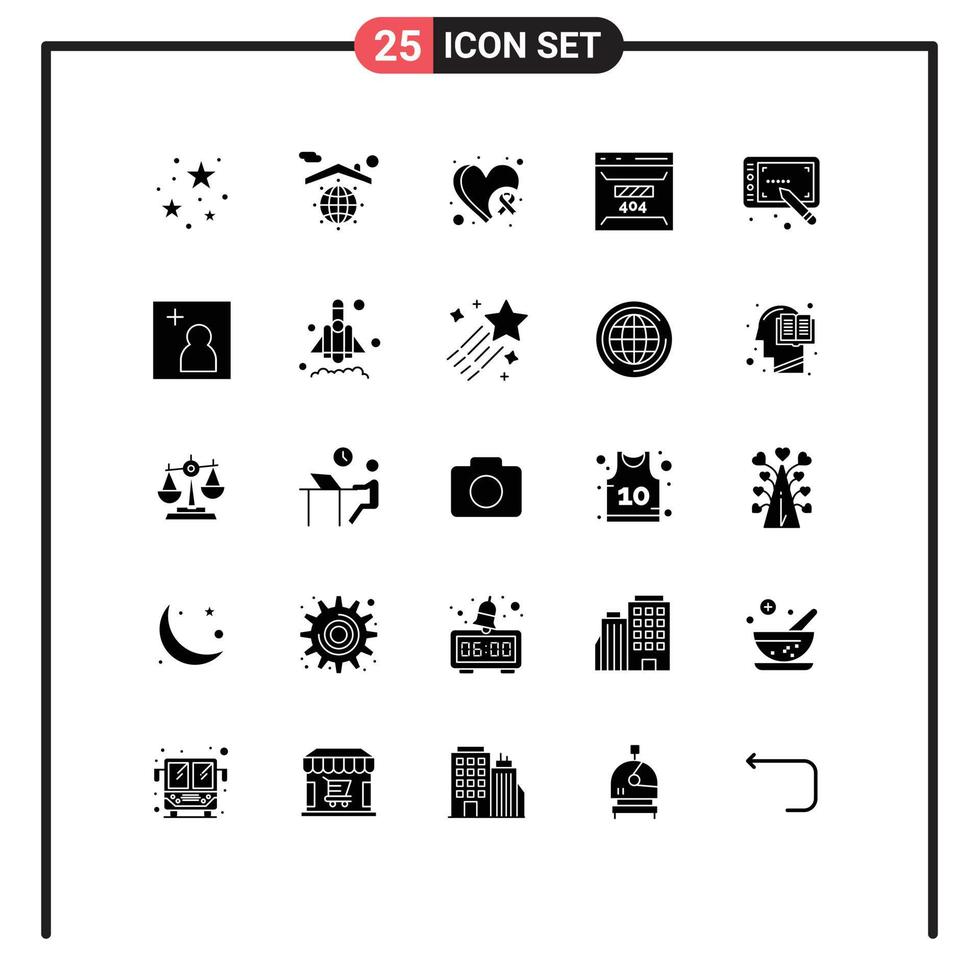 25 ícones criativos sinais modernos e símbolos de erro de mama de página de design desenvolvem elementos de design de vetores editáveis