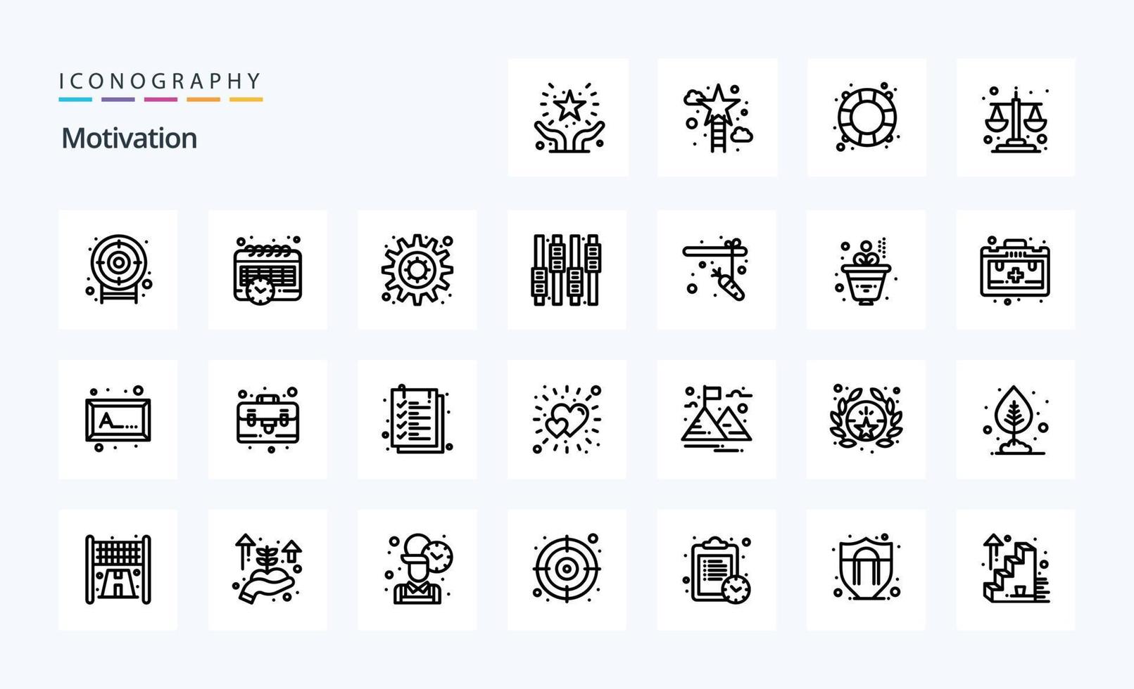 pacote de ícones de 25 linhas de motivação vetor