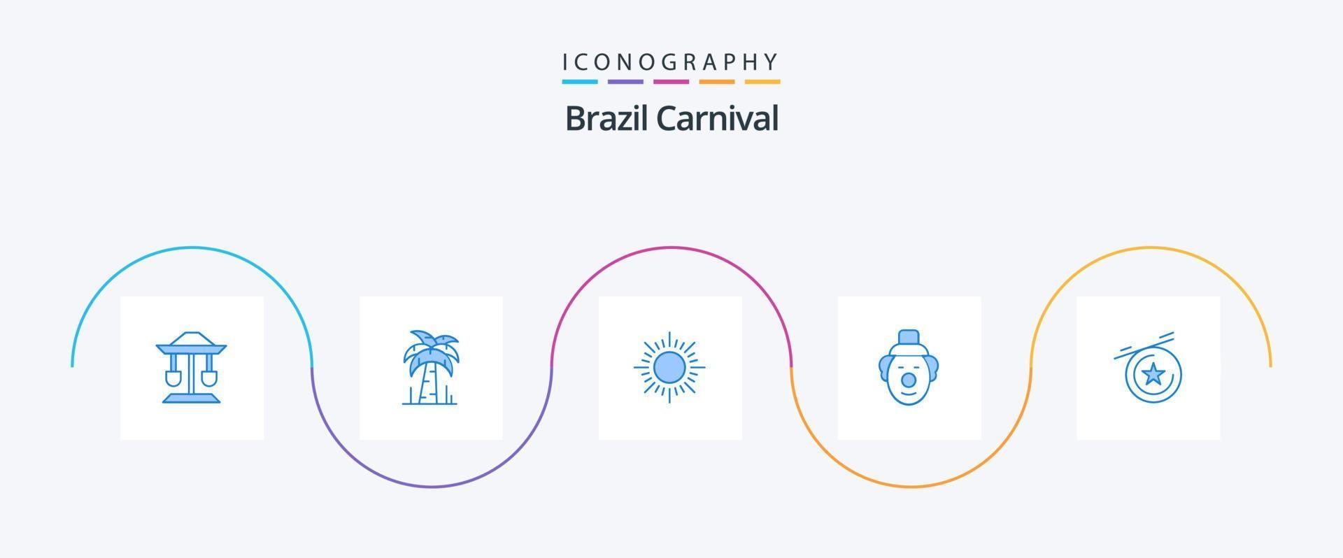 pacote de ícones azul carnaval brasil 5 incluindo . nascer do sol. medalha. circo vetor