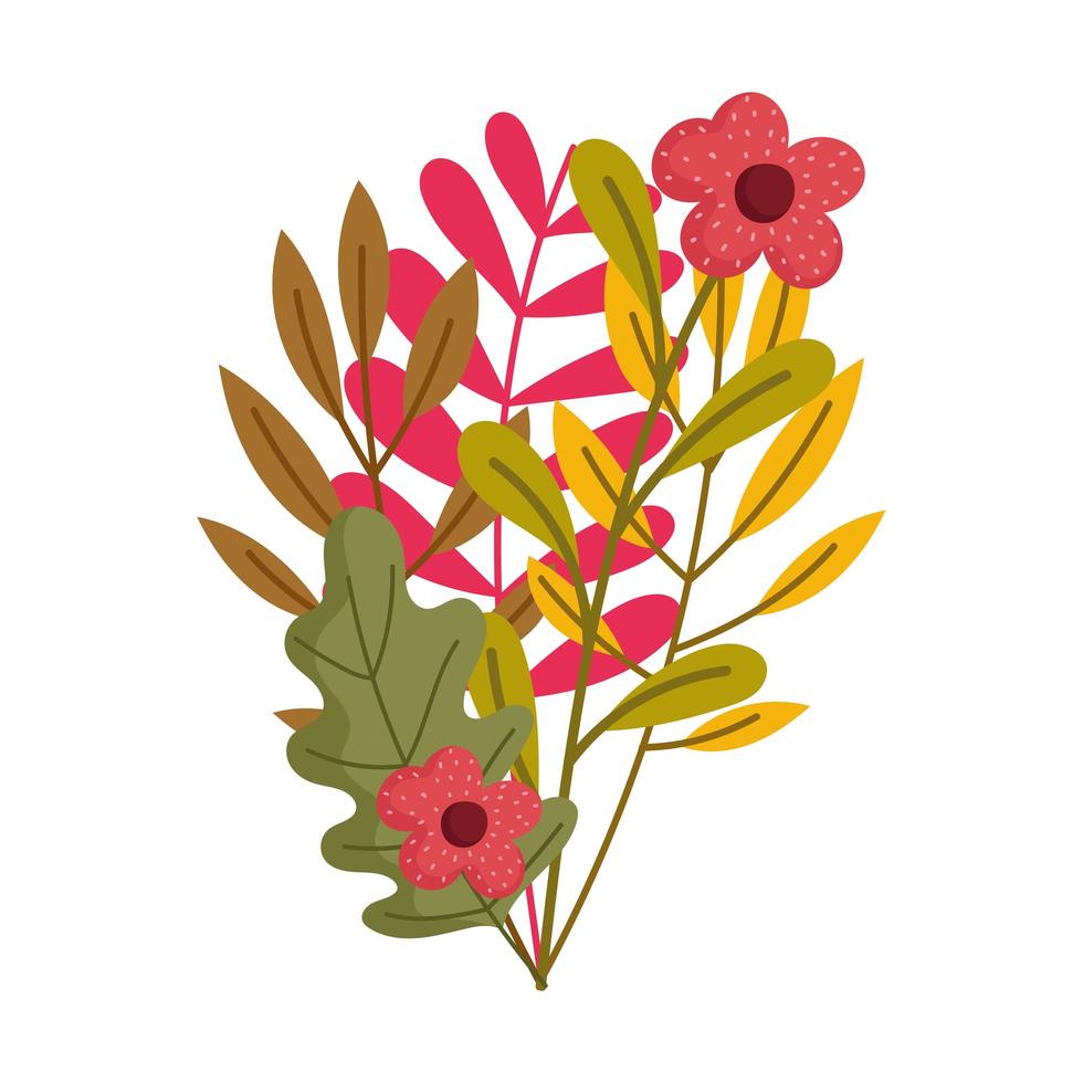 ramo folha flores decoração isolado ícone design vetor