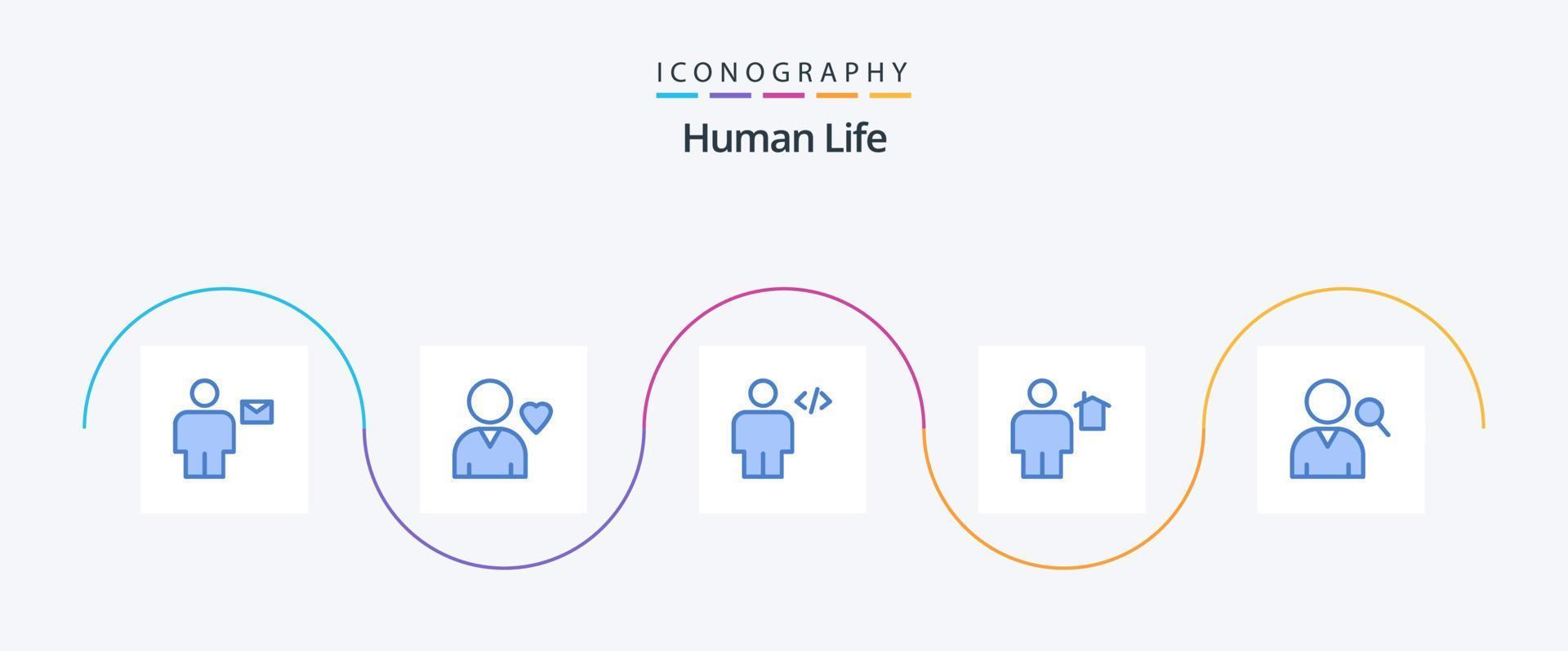 pacote de ícones humano azul 5, incluindo humano. casa. avatar. corpo. marcação vetor