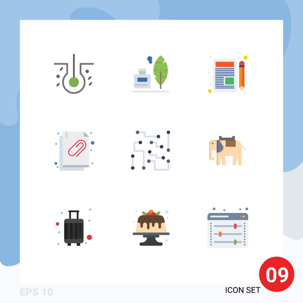 pacote de interface do usuário de 9 cores planas básicas de biofísica eletrônica gravar anexo de arquivo editável elementos de design vetorial vetor