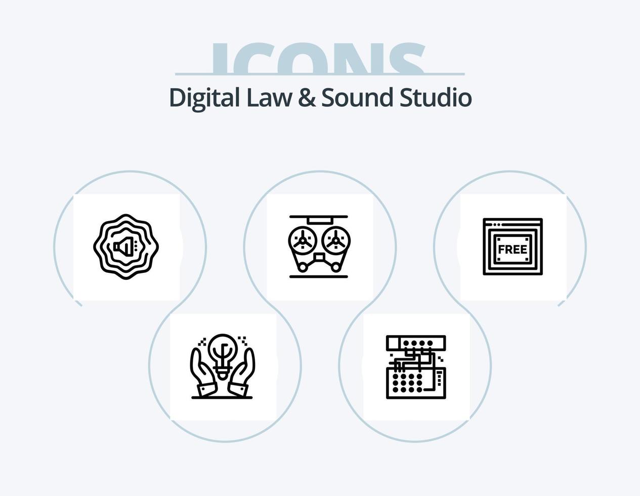lei digital e pacote de ícones de linha de estúdio de som 5 design de ícones. tecnologia. acesso livre. cassete. mãos livres. música vetor