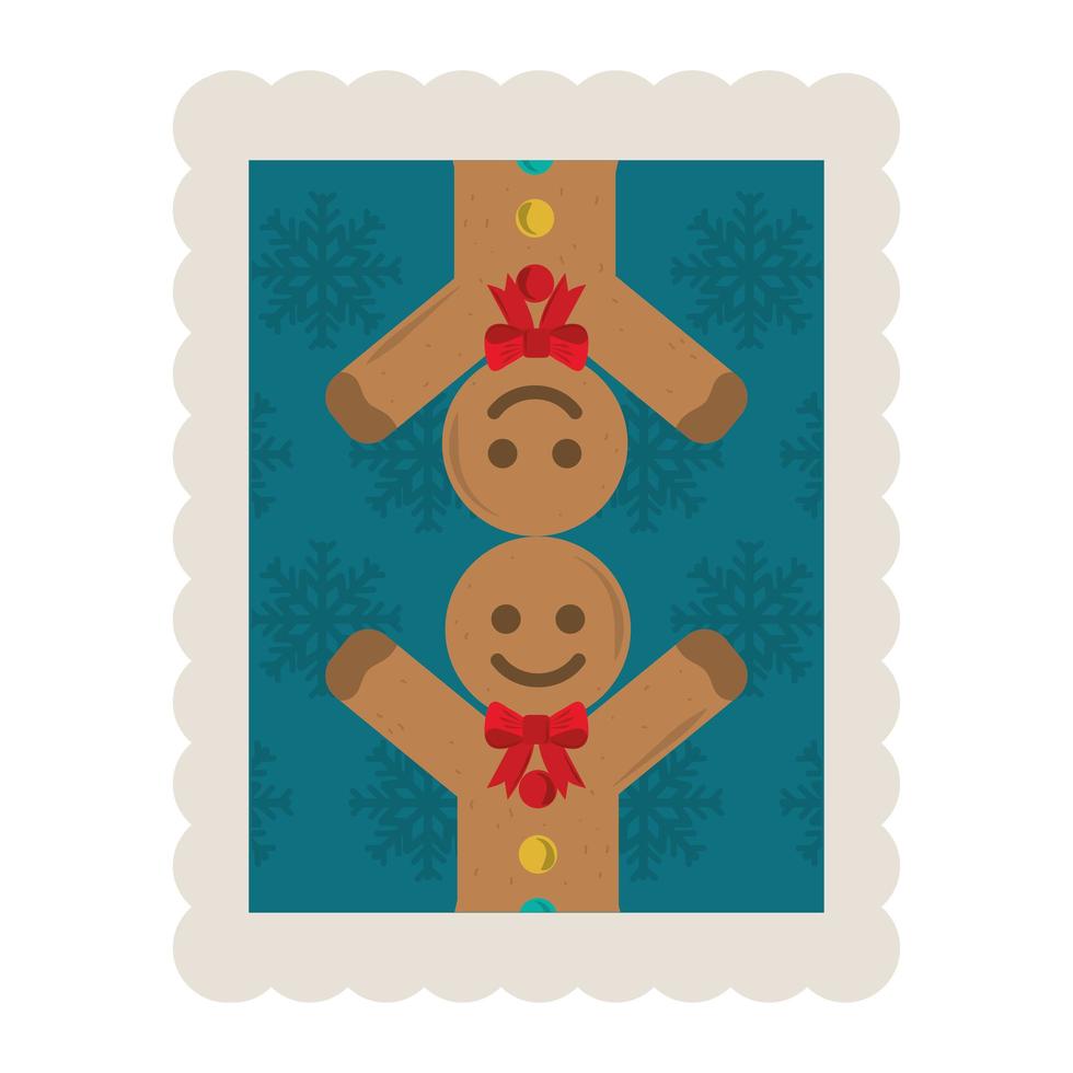 ícone de carimbo engraçado de boneco de gengibre feliz natal vetor