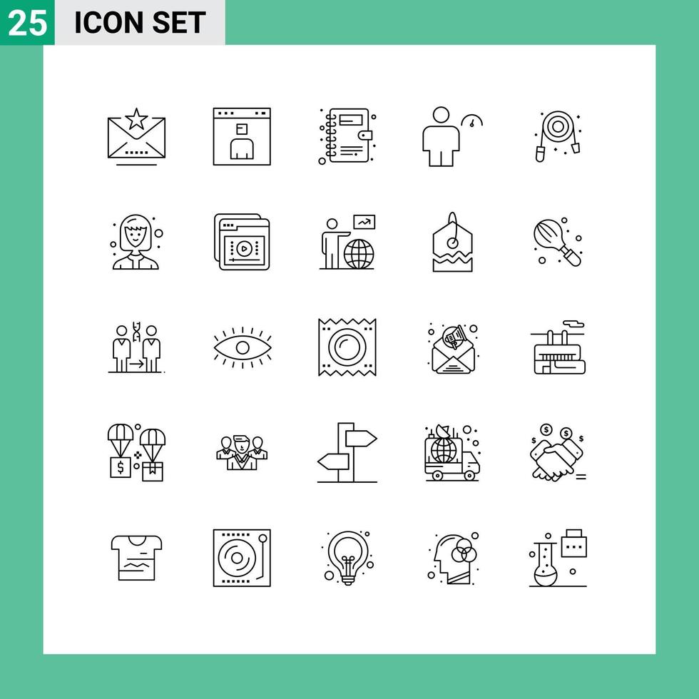 conjunto de 25 símbolos de símbolos de ícones de interface do usuário modernos para indicadores de mangueira pessoas avatar humano elementos de design de vetores editáveis