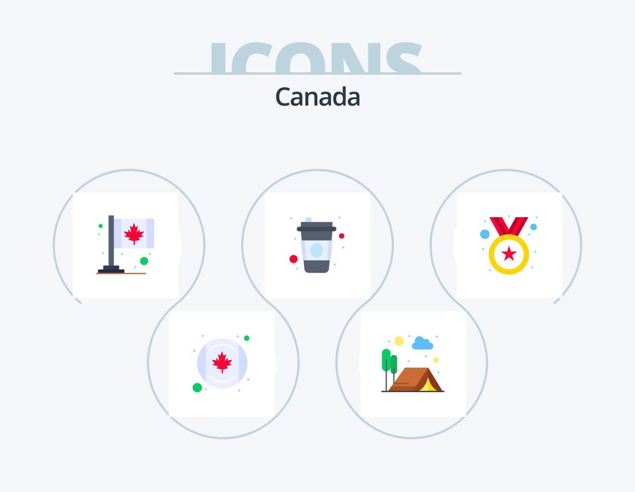 design de ícones do pacote de ícones planos do Canadá 5. recompensa. distintivo. bandeira. inverno. Escandinávia vetor