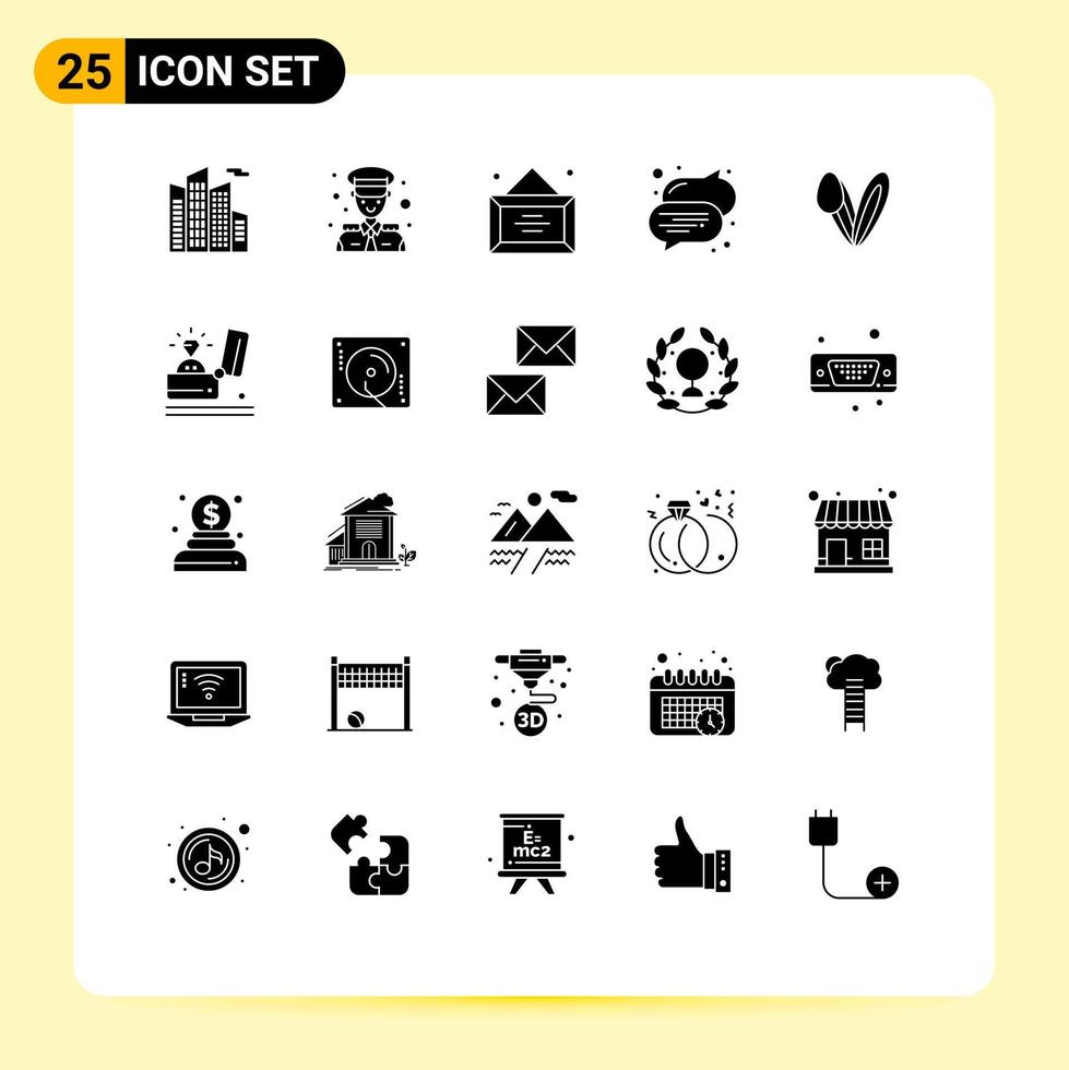 conjunto de 25 sinais de símbolos de ícones de interface do usuário modernos para elementos de design de vetores editáveis de fala de animal de coelho de coelho