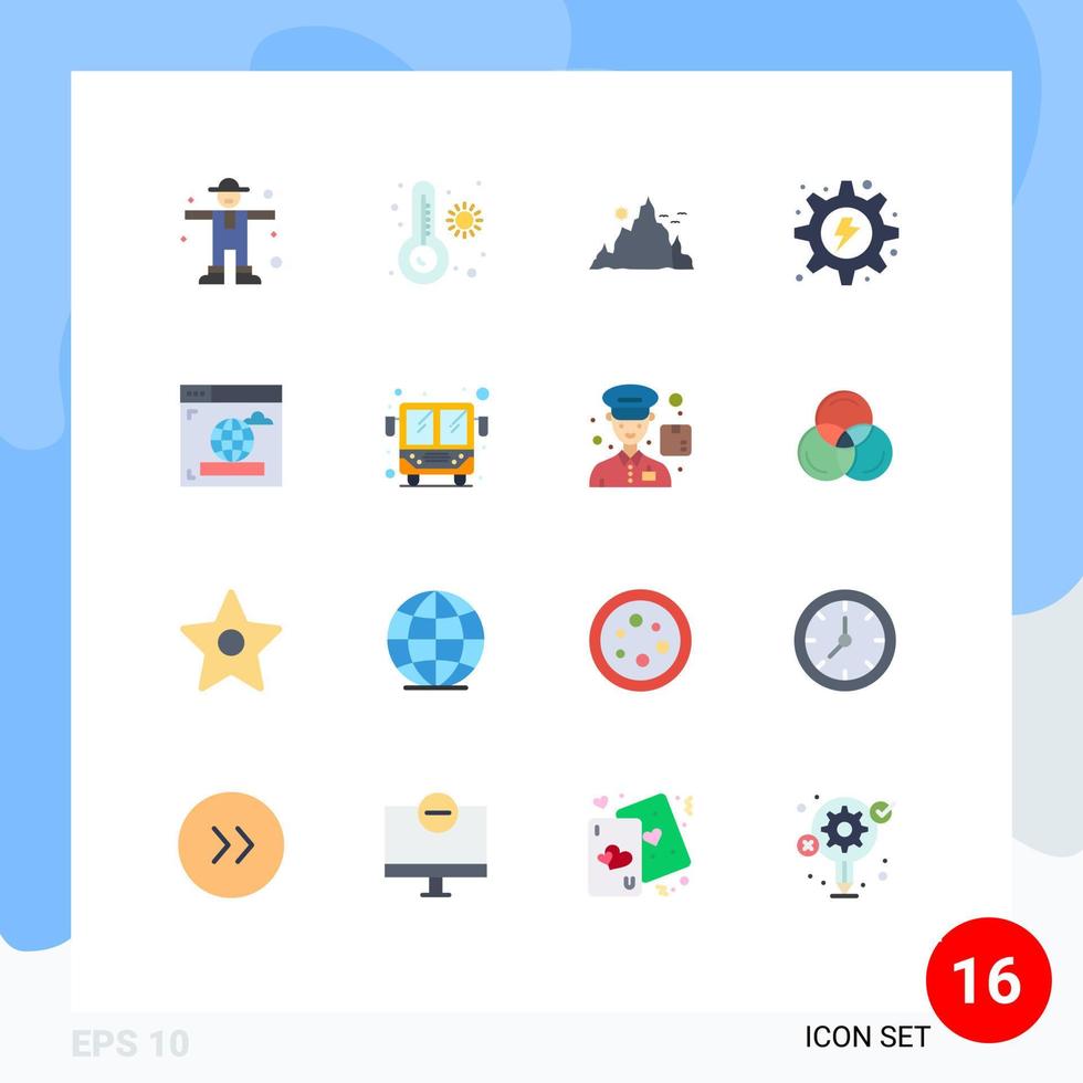 pacote de interface do usuário de 16 cores planas básicas do navegador paisagem hidrelétrica pacote hidro elétrico editável de elementos criativos de design vetorial vetor