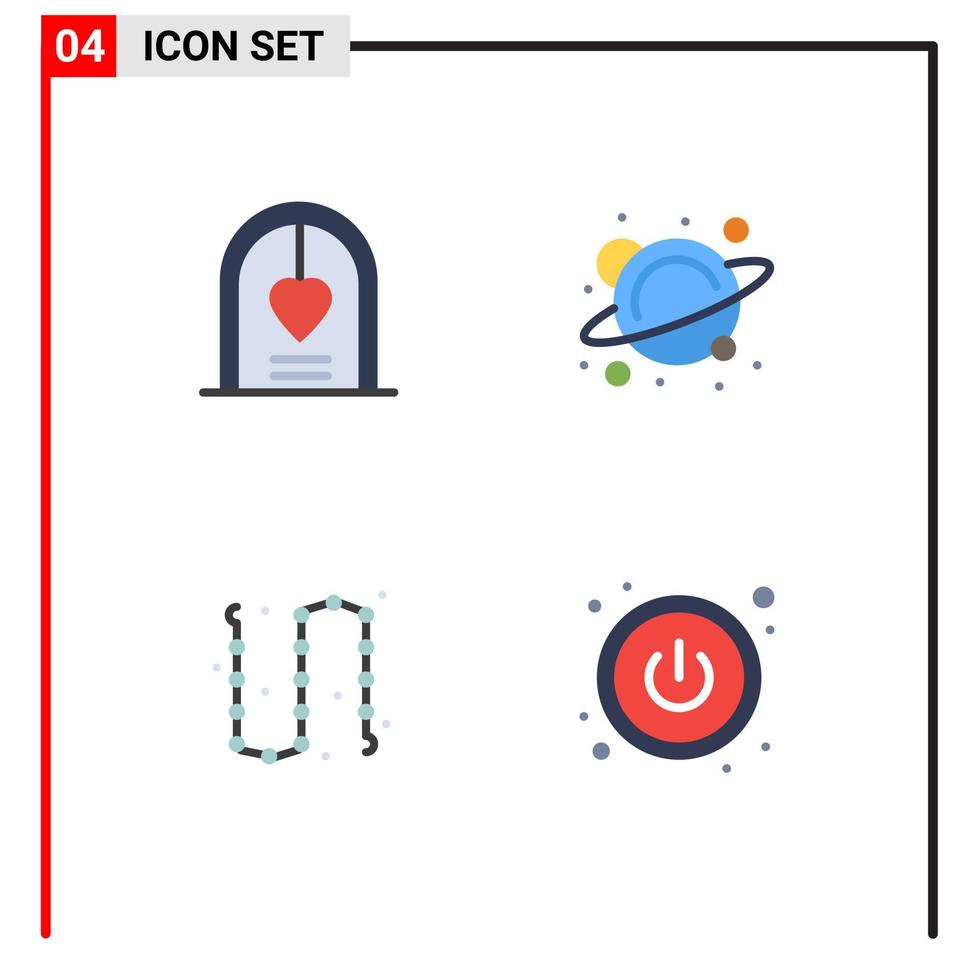 4 conceito de ícone plano para sites móveis e aplicativos arco corrente casamento escola jóias elementos de design de vetores editáveis