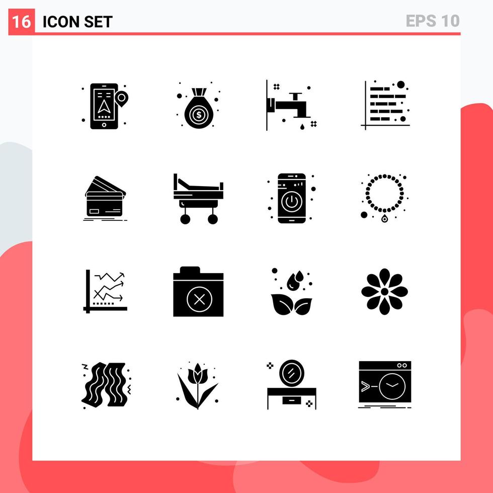 16 ícones criativos, sinais e símbolos modernos de cartões de crédito, figuras de relatório de banho, elementos de design vetorial editáveis vetor