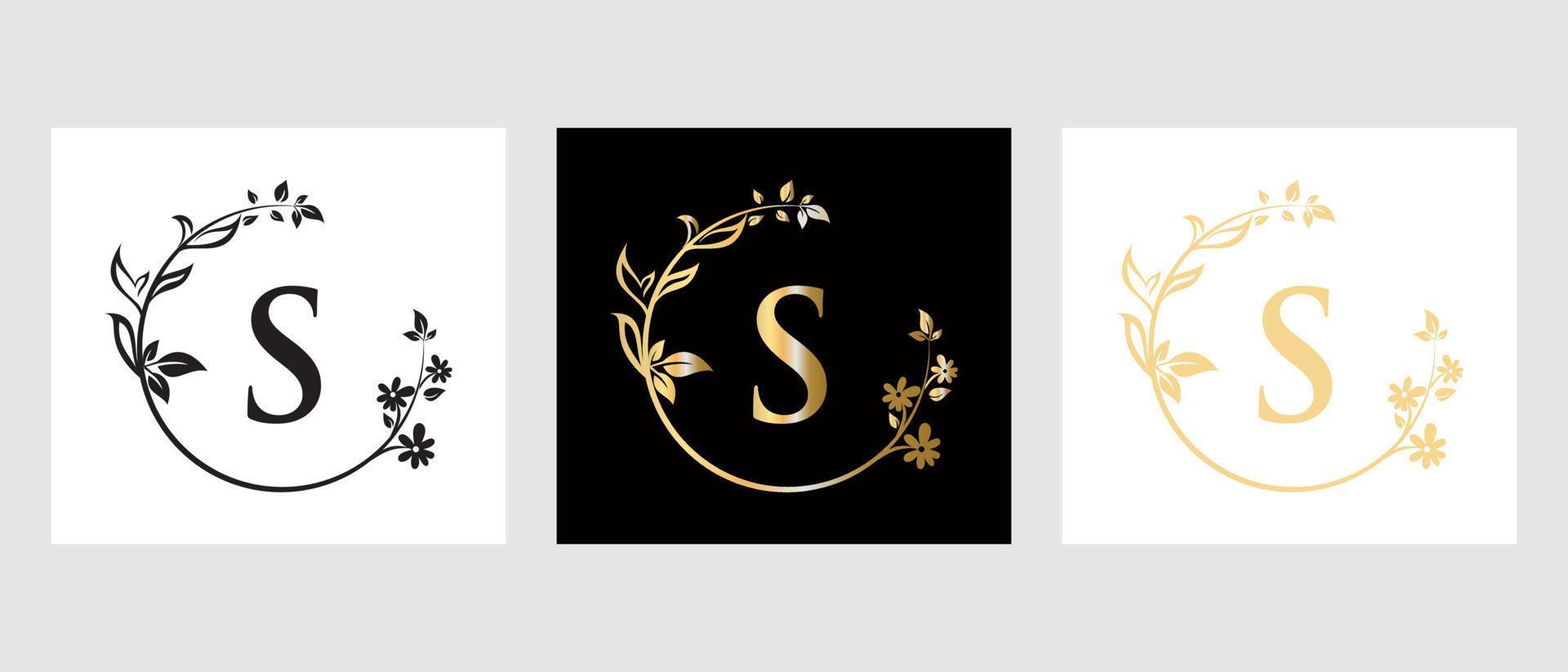 logotipo de beleza da letra para decoração, flor, modelo de spa vetor