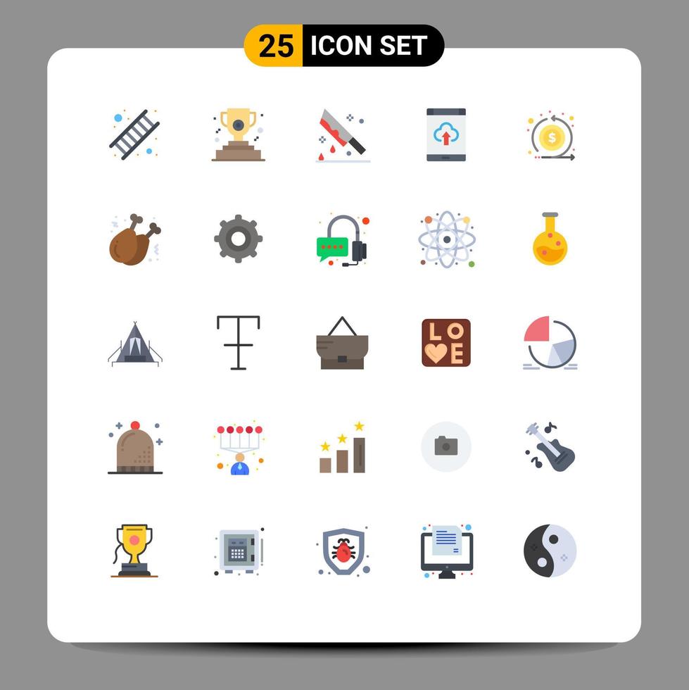 pacote de cores planas de 25 símbolos universais de armazenamento de dinheiro halloween aplicativo de smartphone editável elementos de design vetorial vetor