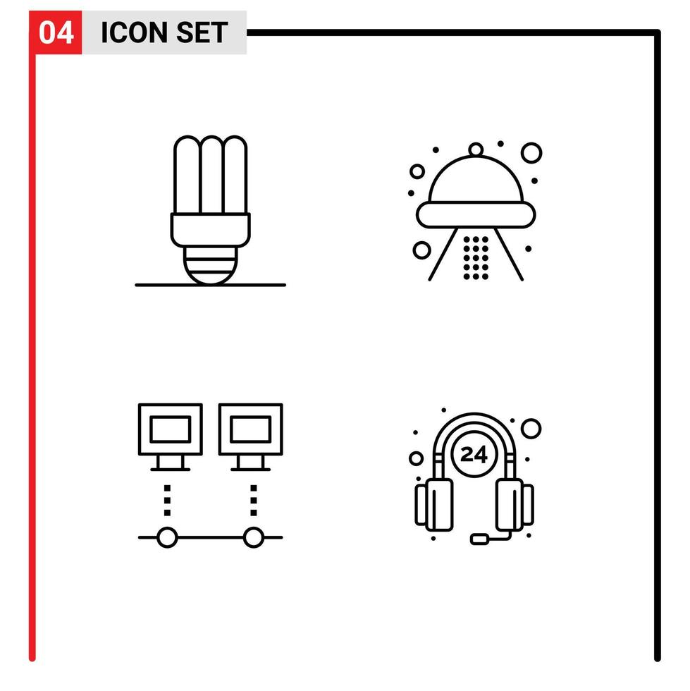 4 ícones criativos sinais e símbolos modernos de dispositivos de economia de energia criam elementos de design de vetores editáveis ufo pc