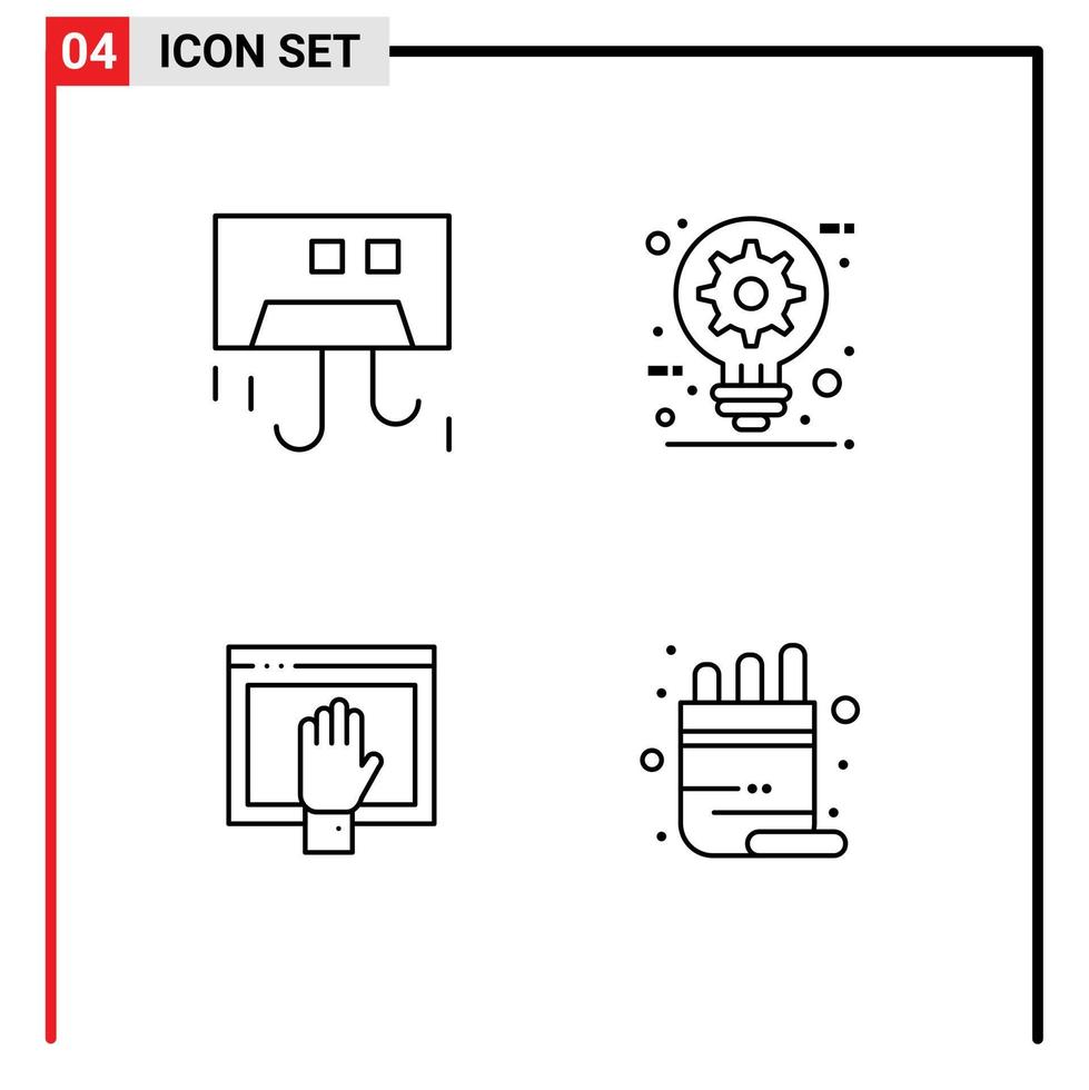 grupo de 4 sinais e símbolos de cores planas de linha preenchida para elementos de design de vetor editável de conteúdo de construção de dispositivos de ideia de ar