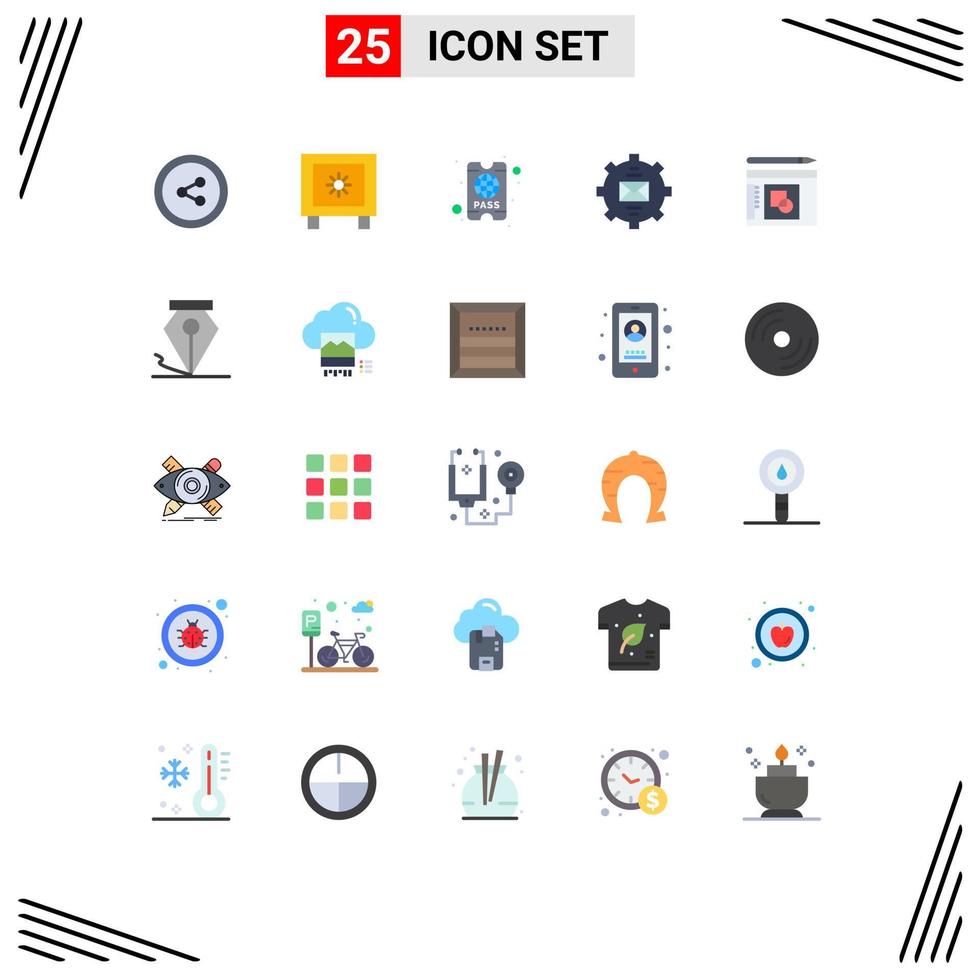 25 cores planas de vetores temáticos e símbolos editáveis de gráfico de ticket de layout de sucesso ajudam elementos de design de vetores editáveis