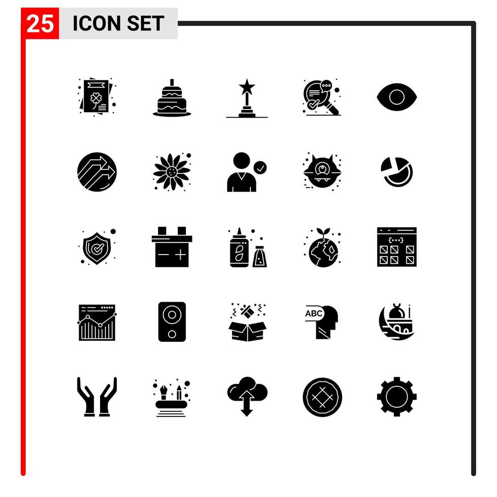 conjunto de 25 símbolos de símbolos de ícones de interface do usuário modernos para discurso de prêmio de olho de flecha seo elementos de design de vetores editáveis