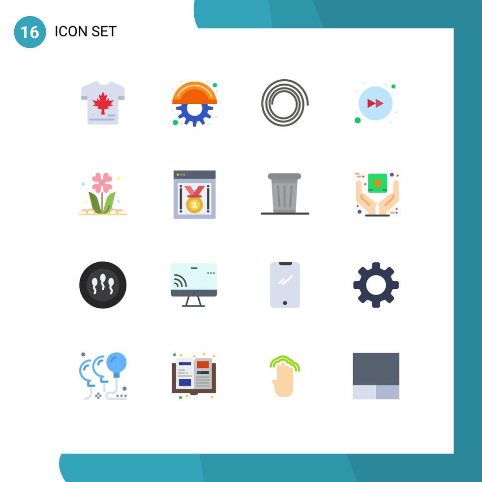 pacote de 16 sinais e símbolos modernos de cores planas para mídia impressa na web, como pacote editável de elementos de design de vetores criativos para a frente da flora da natureza
