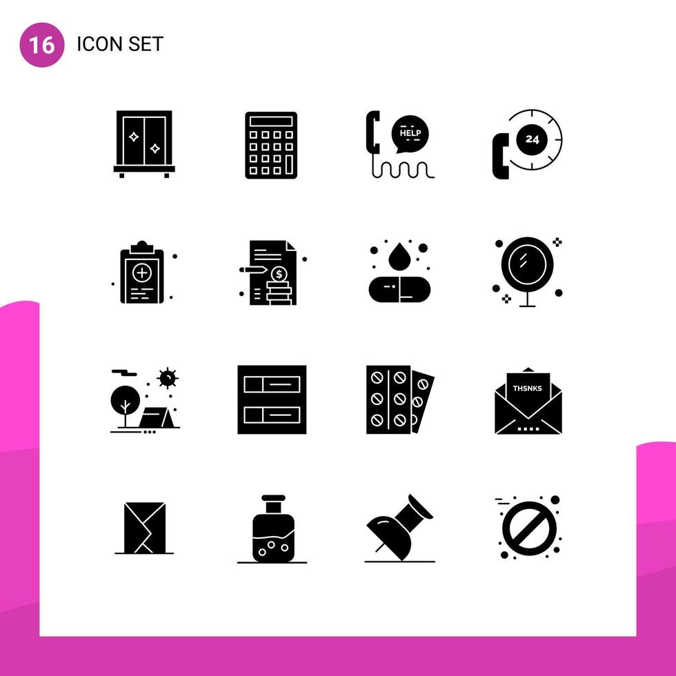 pacote de ícones vetoriais de estoque de 16 sinais e símbolos de linha para elementos de design de vetores editáveis de centro de teste de papel comercial